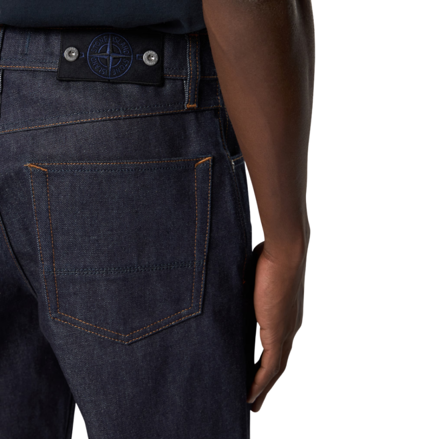 Jean ample STONE ISLAND Denim Research cinq poches coton bleu brut