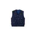 Gilet sans manches Denim Research coton bleu brut rincé multi poches