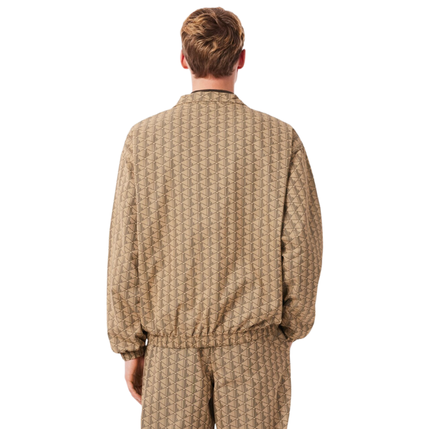 Veste de survêtement LACOSTE zippé nylon monogramme L beige