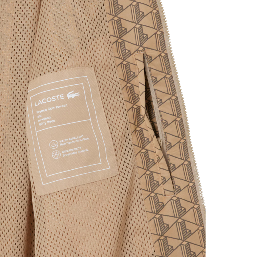 Veste de survêtement LACOSTE zippé nylon monogramme L beige