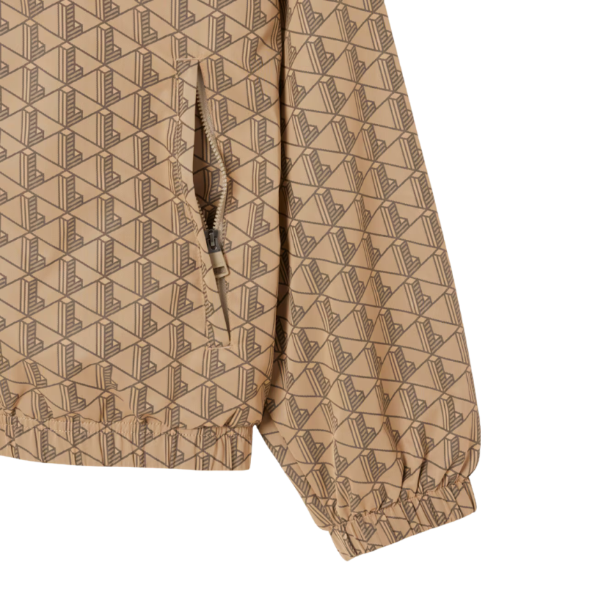 Veste de survêtement LACOSTE zippé nylon monogramme L beige