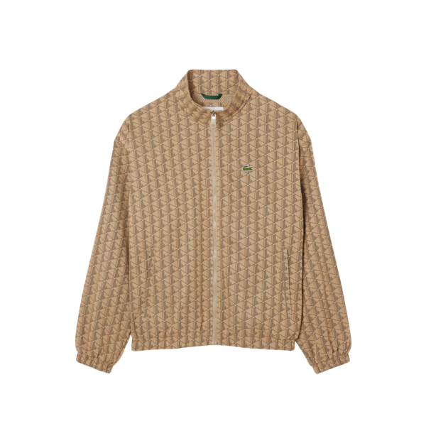 Veste de survêtement LACOSTE zippé nylon monogramme L beige