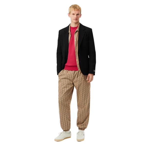 Pantalon de survêtement LACOSTE nylon monogramme L beige