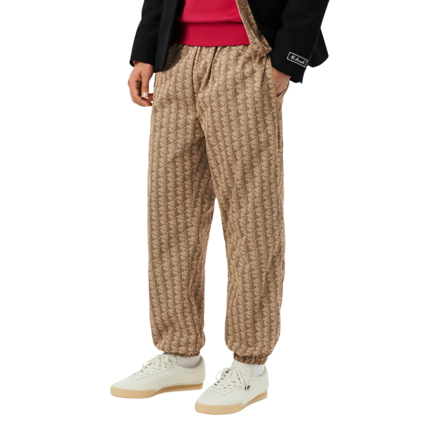 Pantalon de survêtement LACOSTE nylon monogramme L beige