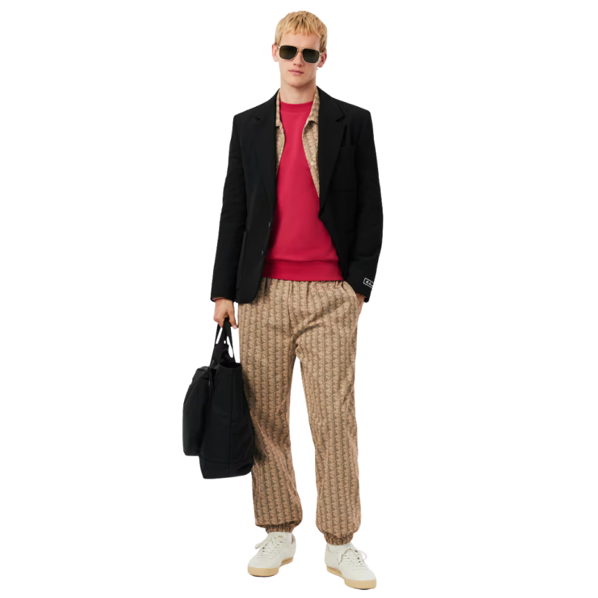 Pantalon de survêtement LACOSTE nylon monogramme L beige