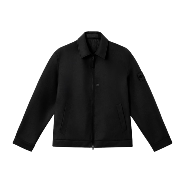 Surchemise zippée STONE ISLAND flanelle nylon laine noir Ghost collection