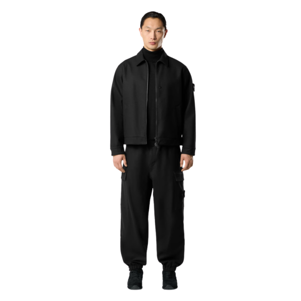 Surchemise zippée STONE ISLAND flanelle nylon laine noir Ghost collection
