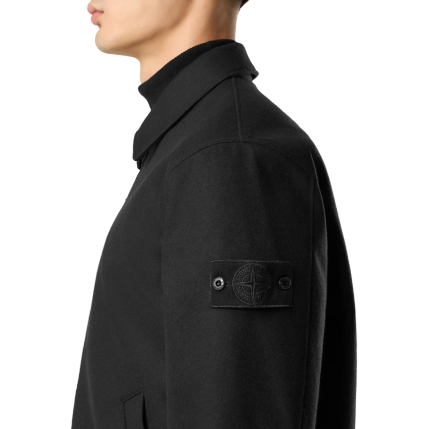 Surchemise zippée STONE ISLAND flanelle nylon laine noir Ghost collection