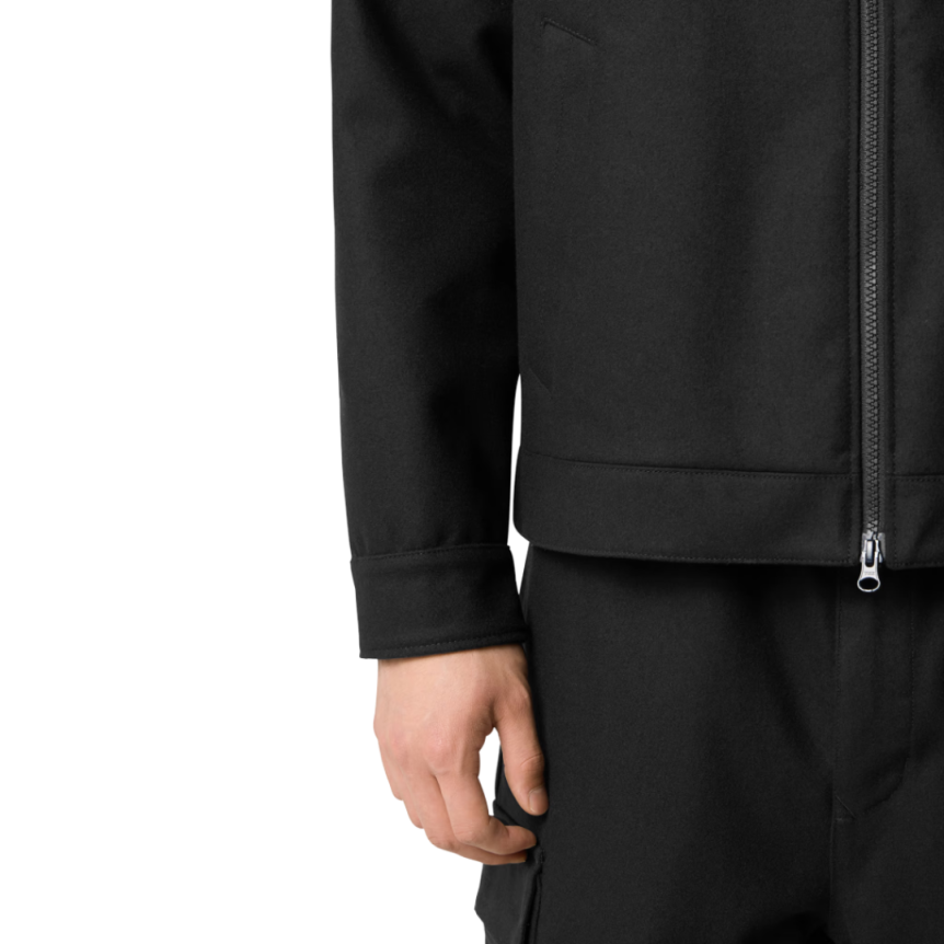 Surchemise zippée STONE ISLAND flanelle nylon laine noir Ghost collection