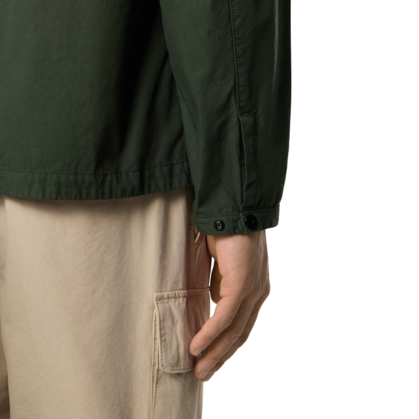 Surchemise zippée STONE ISLAND coton vert sapin poche plaquée