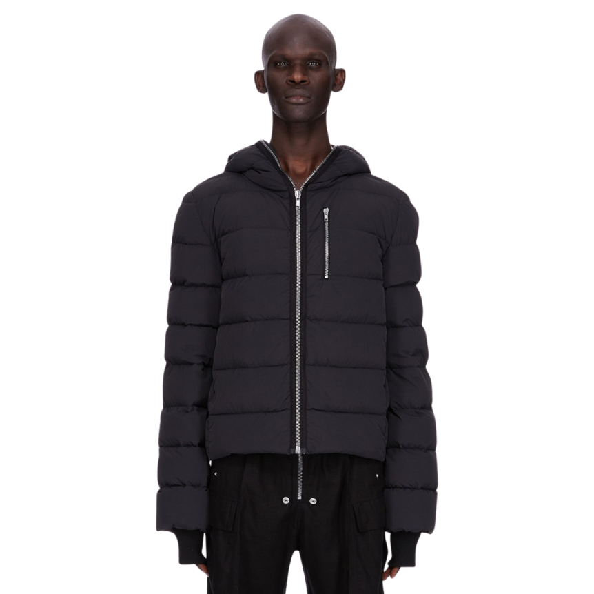 Veste doudoune zippée RICK OWENS FW25 Concordians Gimp nylon noir mat