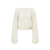 Cardigan col rond maille épaisse laine cachemire écru broderie logo rouge taille