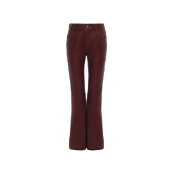 Pantalon évasé CHLOE cuir agneau bullé léger bordeaux