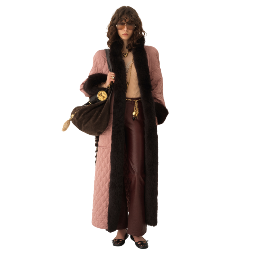 Pantalon évasé CHLOE cuir agneau bullé léger bordeaux