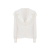 Blouse col oversize soie écru jacquard floral mat brillant