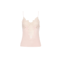 Top caraco fluide fines bretelles soie satin lavé rose pale dentelle