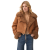 Veste courte droite peau retournée mouton marron gold shearling