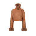 Veste courte droite peau retournée mouton marron gold shearling