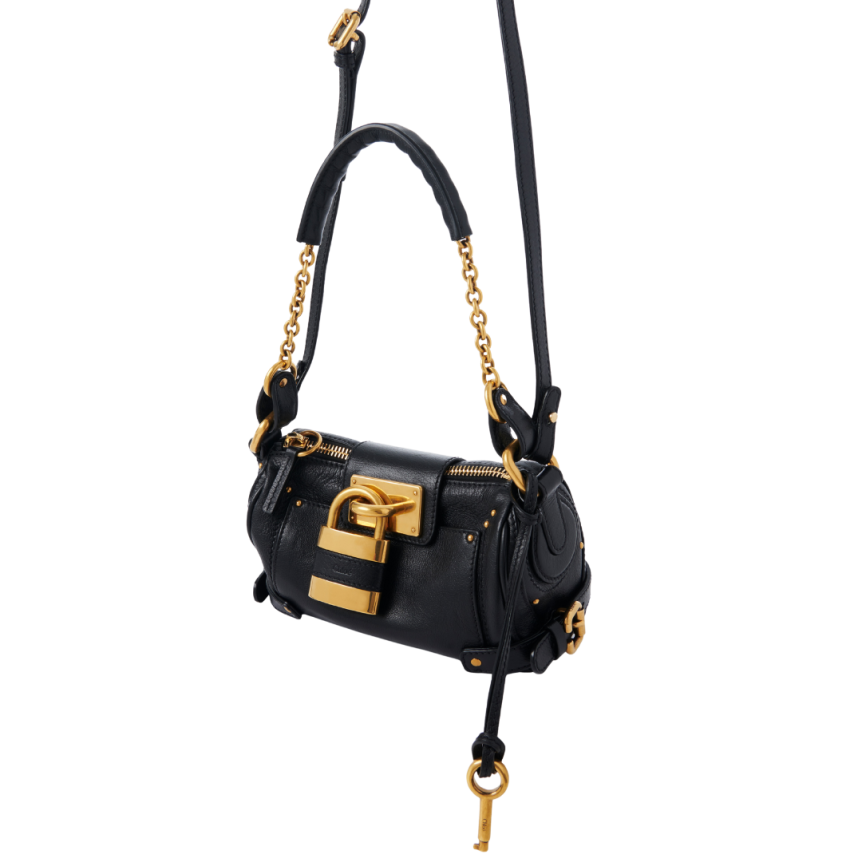 Sac porté épaule main CHLOE Paddington petit cuir grainé noir