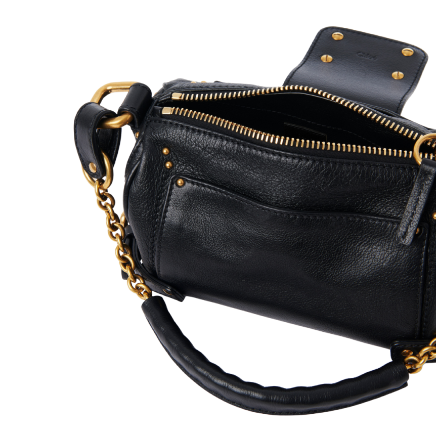 Sac porté épaule main CHLOE Paddington petit cuir grainé noir