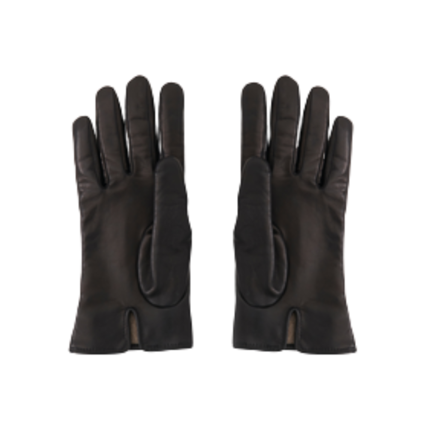 Gants CHLOE Iconic cuir agneau souple noir gold logo doré