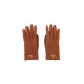 Gants Iconic cuir agneau souple marron gold logo doré