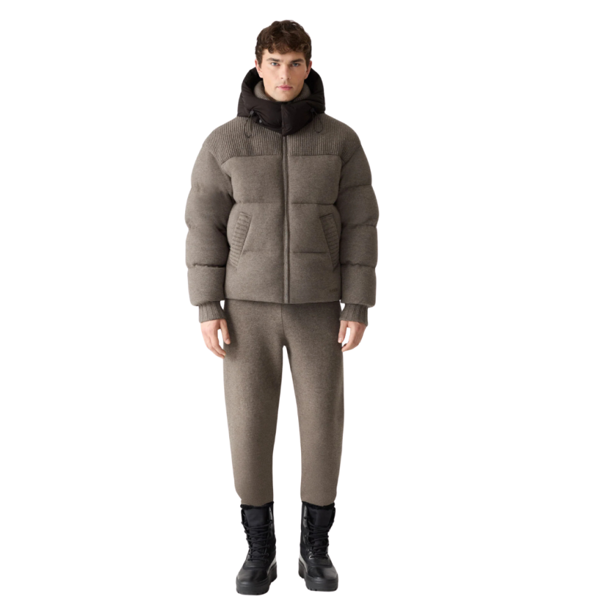 Blouson à capuche MACKAGE Griffeen laine marron chocolat