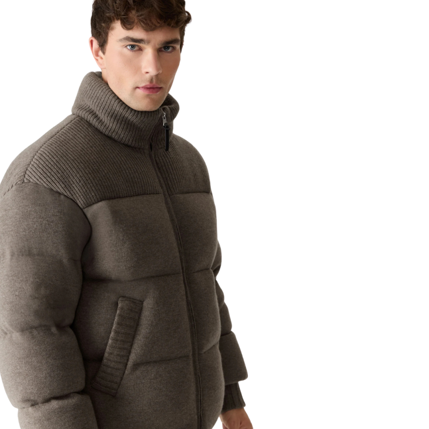 Blouson à capuche MACKAGE Griffeen laine marron chocolat