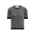 Pull manche courte laine écru V logo bleu marine