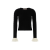 Pull manche longue cachemire torsade noir volant mohair manche