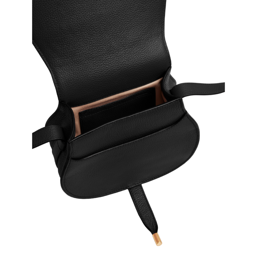 Sac porté épaule CHLOE Petit Marcie Saddle cuir grainé noir bandoulière