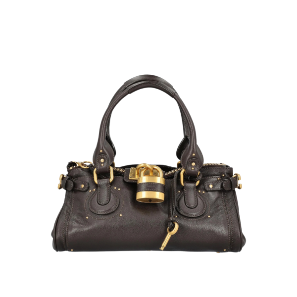 Sac CHLOE Paddington cuir buffle grainé marron chocolat