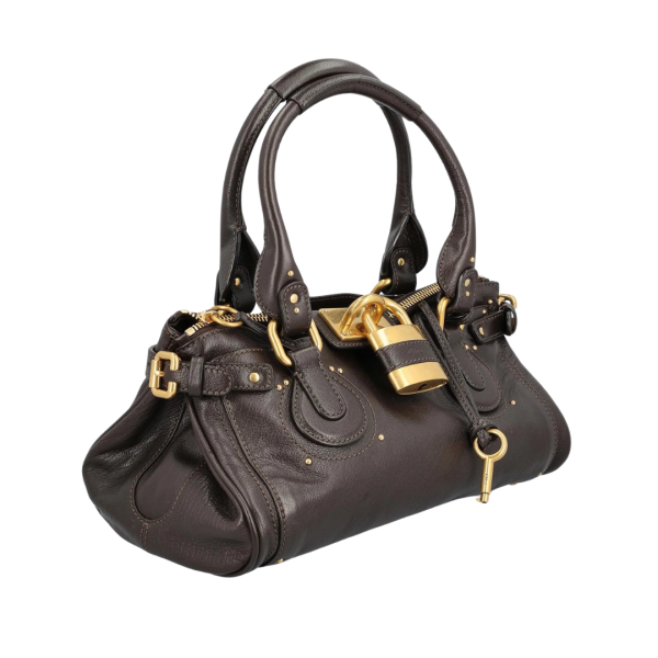 Sac CHLOE Paddington cuir buffle grainé marron chocolat
