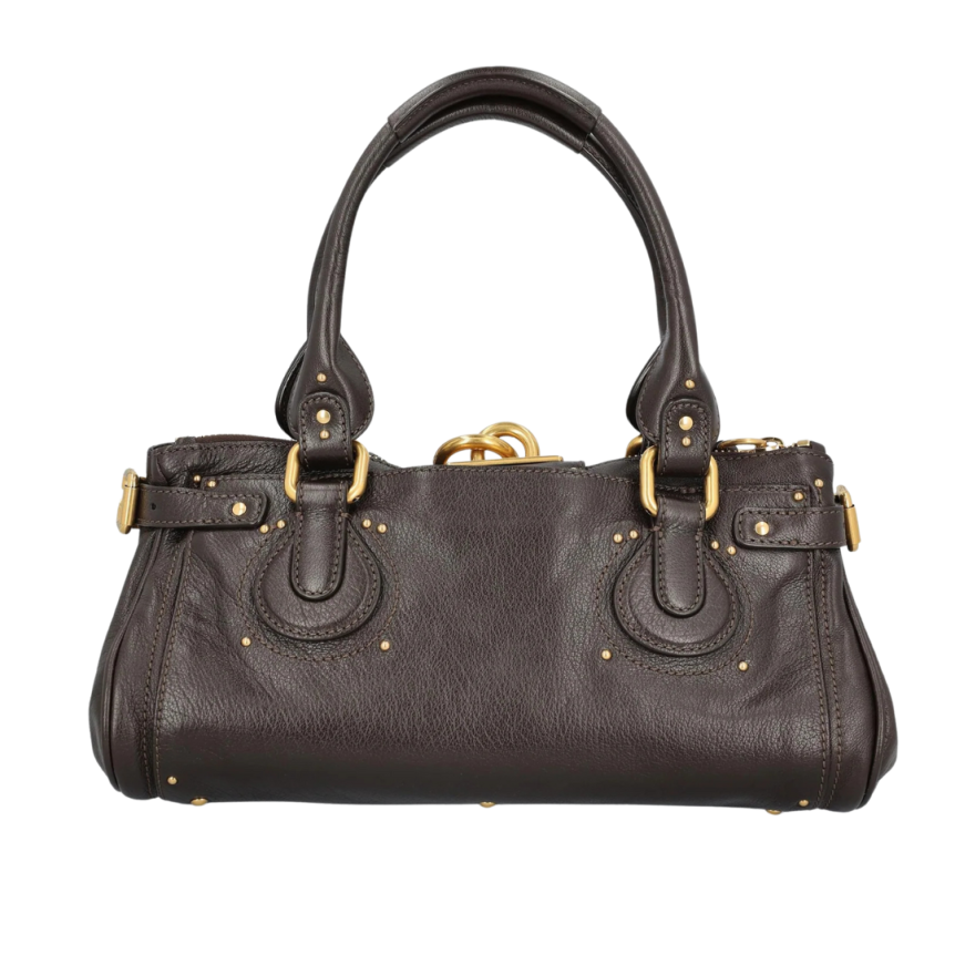 Sac CHLOE Paddington cuir buffle grainé marron chocolat