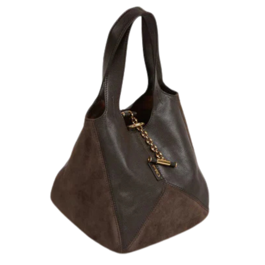 Sac porté main CHLOE Petit Balloon Hobo nubuck marron chocolat