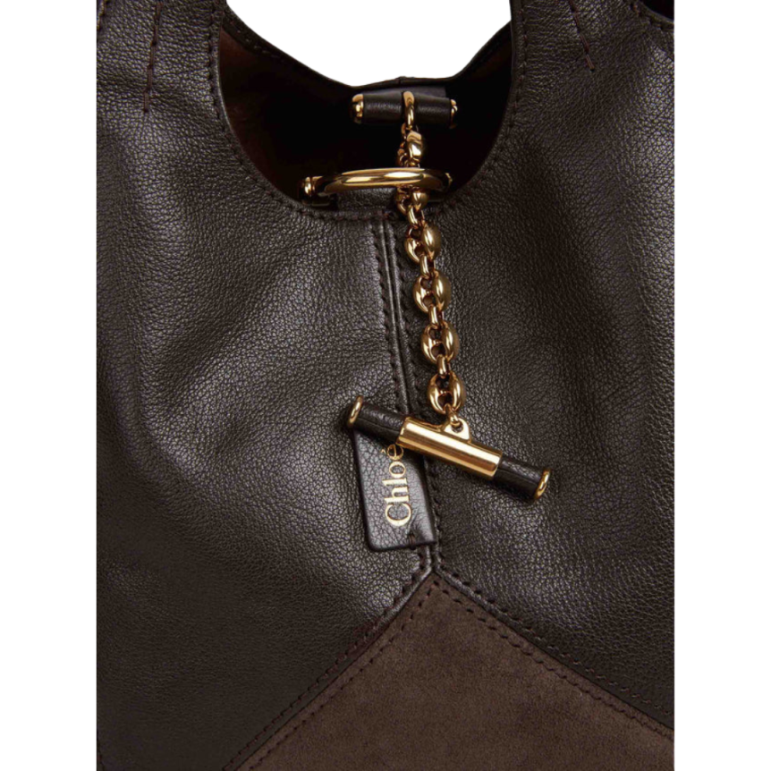 Sac porté main CHLOE Petit Balloon Hobo nubuck marron chocolat