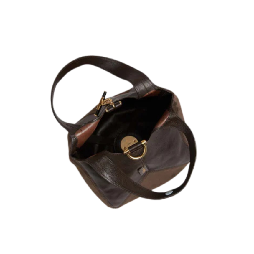 Sac porté main CHLOE Petit Balloon Hobo nubuck marron chocolat