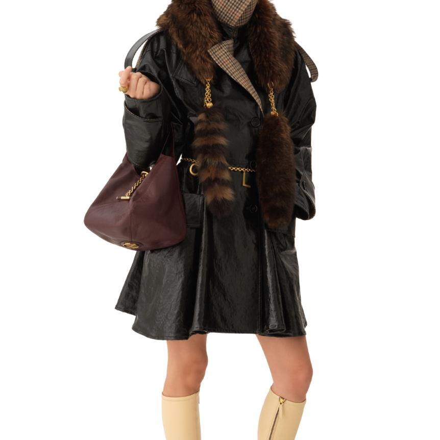 Sac porté main CHLOE Petit Balloon Hobo nubuck marron chocolat