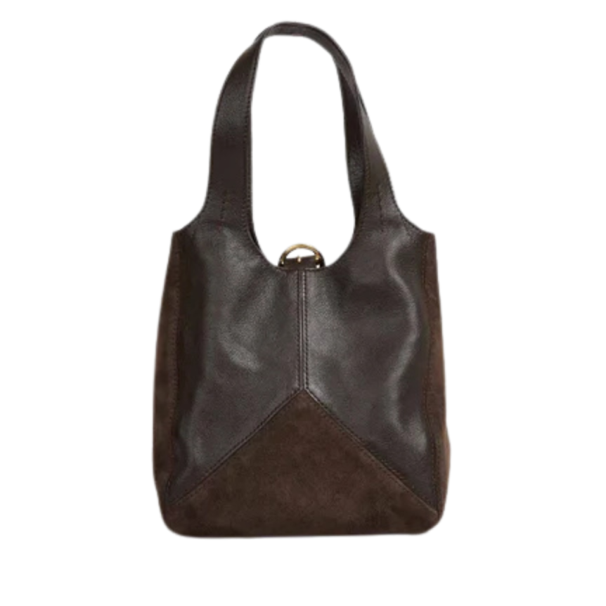 Sac porté main CHLOE Petit Balloon Hobo nubuck marron chocolat