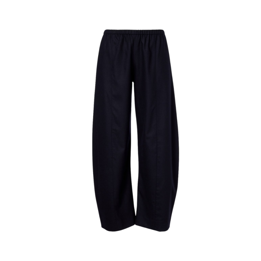 Pantalon bouffant KHAITE Clover flanelle bleu marine taille élastique