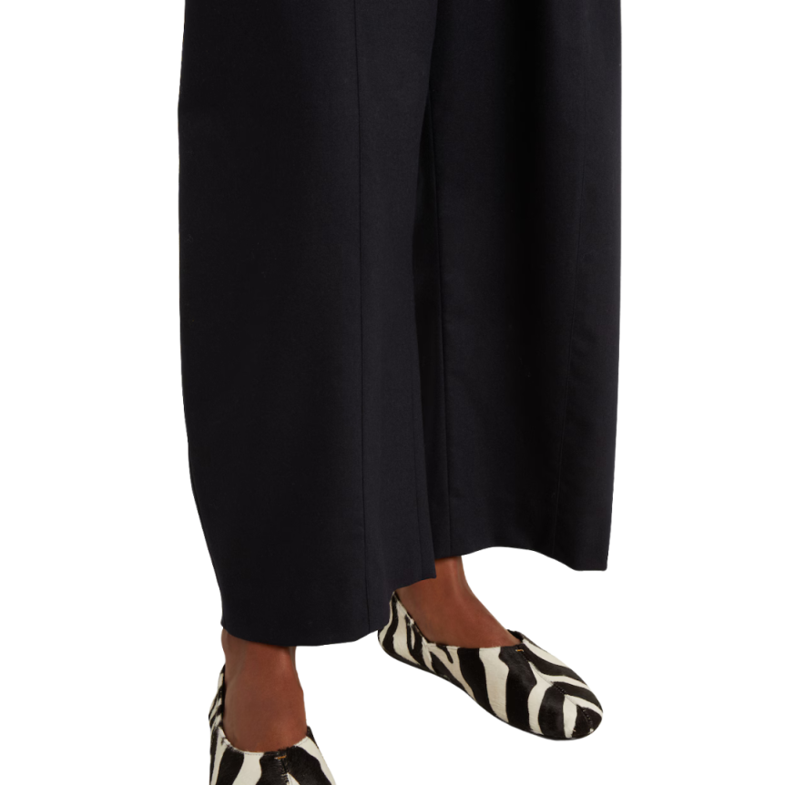 Pantalon bouffant KHAITE Clover flanelle bleu marine taille élastique