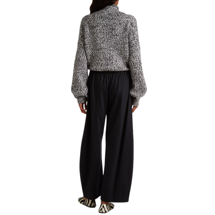 Pantalon bouffant KHAITE Clover flanelle bleu marine taille élastique