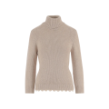 Pull col roulé cachemire beige bas crochet dentelle