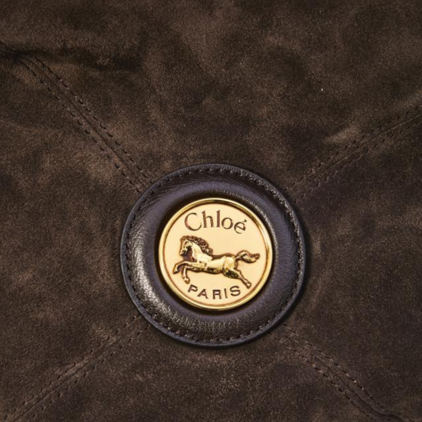 Sac porté épaule CHLOE Balloon Grand Hobo patchwork cuir velours marron chocolat