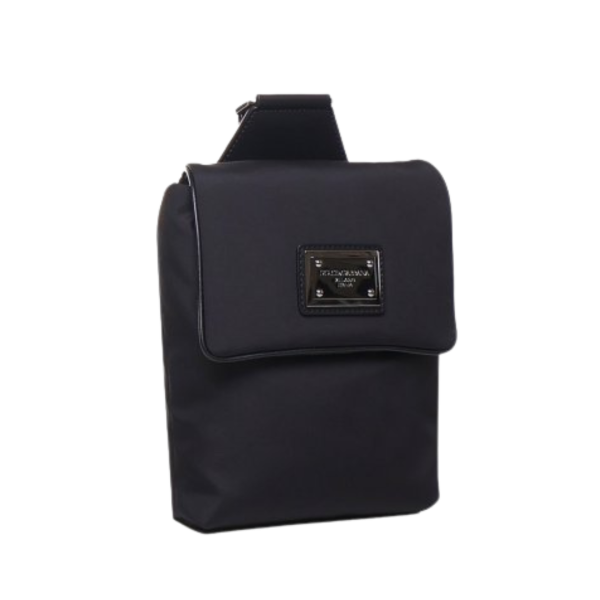 Sac ceinture DOLCE & GABBANA cross body nylon noir plaque logo