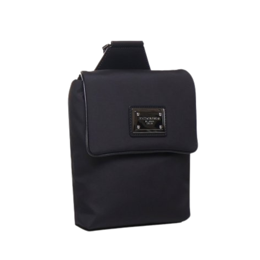 Sac ceinture DOLCE & GABBANA cross body nylon noir plaque logo
