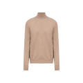 Pull manche longue col roulé cachemire beige