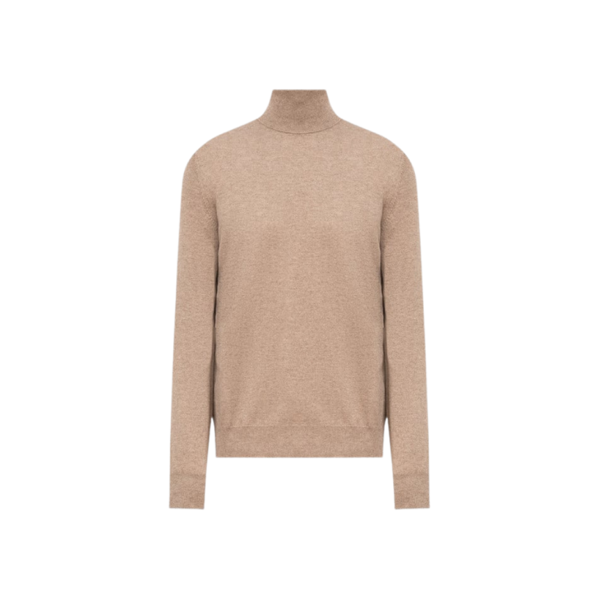 Pull manche longue BRUNELLO CUCINELLI col roulé cachemire beige