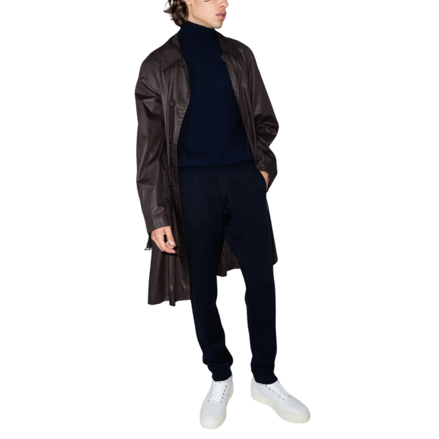 Brunello Cucinelli Pull manche longue col roulé cachemire Bleu Marine