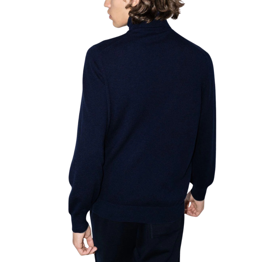 Brunello Cucinelli Pull manche longue col roulé cachemire Bleu Marine